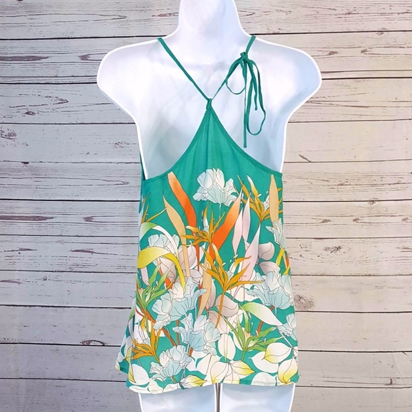 4/$25 O'Neill green floral racerback tie tank top - Picture 4 of 6